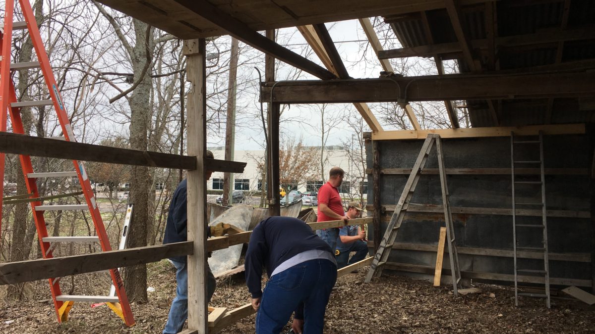Old barn going back together